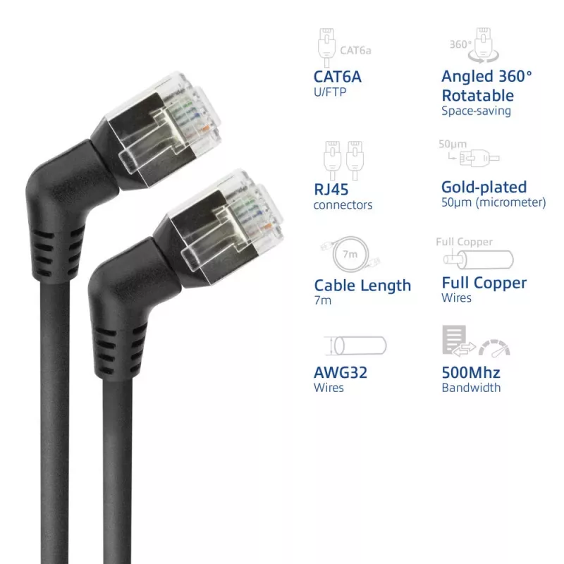 Tinklo kabelis ACT DD1907 Cat6 U/FTP (STP) 7 m, RJ-45 į RJ-45, auksuoti kontaktai, juodas