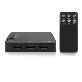 ACT 4K HDMI jungiklis 5 įėjimai, 1 išėjimas, HDMI, juodas, 2160p, 18 Gbit/s, 4096 x 2160 taškų, 4K Ultra HD