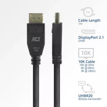 ACT AK4082 DisplayPort kabelis 2 m juodas