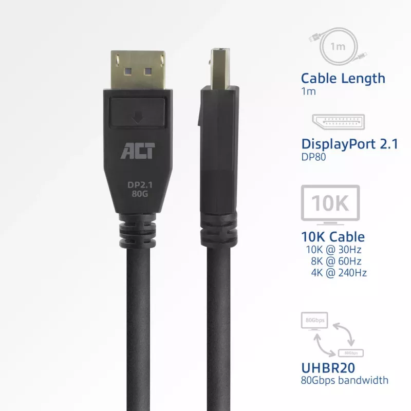 ACT AK4082 DisplayPort kabelis 2 m juodas