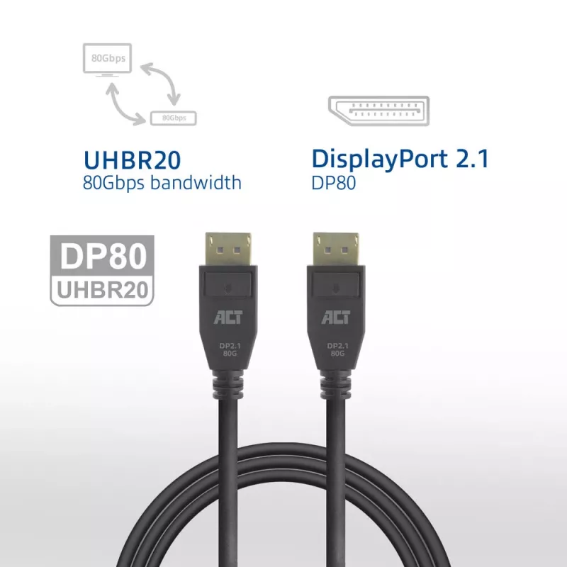 ACT AK4082 DisplayPort kabelis 2 m juodas