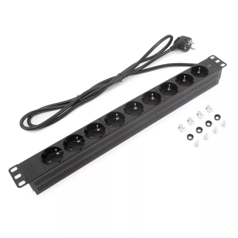 ACT ilginimo laidas PDU 19 inch CEE7/7 su 9 F tipo lizdais, 3 m H05VV-F 3G1.5