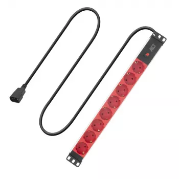 Maitinimo skirstytuvas ACT PD3004 19 colių C14 IEC60320 su 8 F tipo lizdais, 3 m H05VV-F 3G1.0, 230 V 10 A