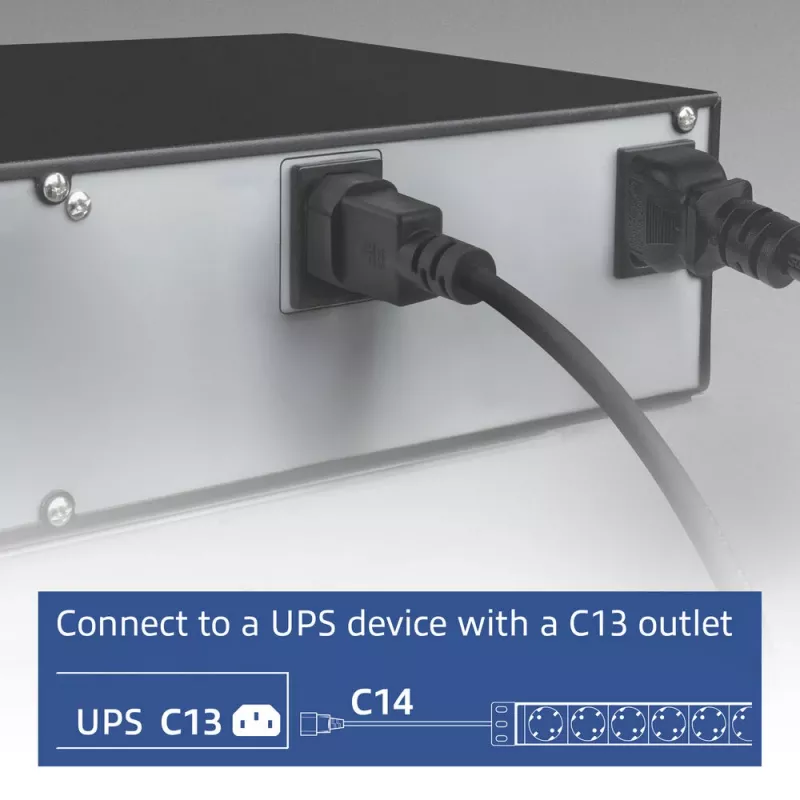 Maitinimo skirstytuvas ACT PD3004 19 colių C14 IEC60320 su 8 F tipo lizdais, 3 m H05VV-F 3G1.0, 230 V 10 A