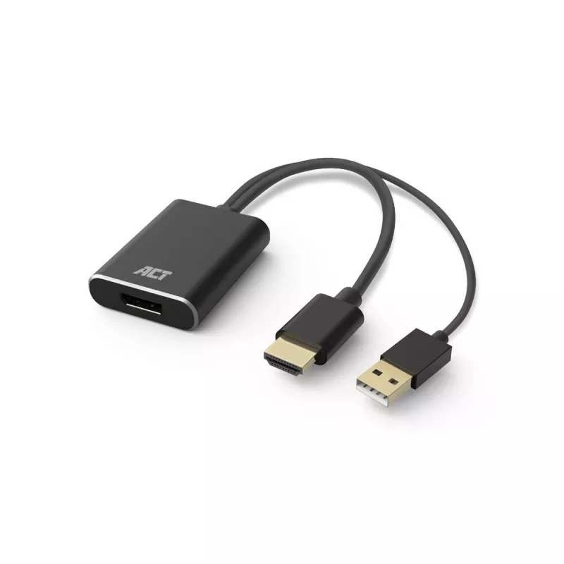 ACT AC7536 vaizdo kabelio adapteris 0,24 m HDMI + USB DisplayPort juodas