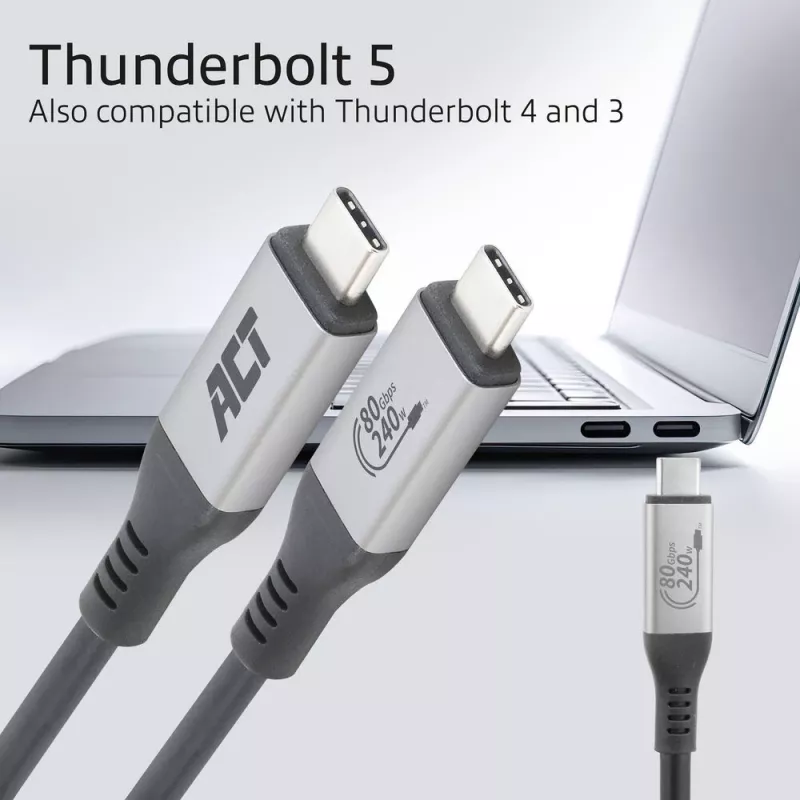 ACT USB4 80 Gbps Thunderbolt 5 laidas 240 W USB Type-C, USB-IF sertifikuotas, 1,5 metro