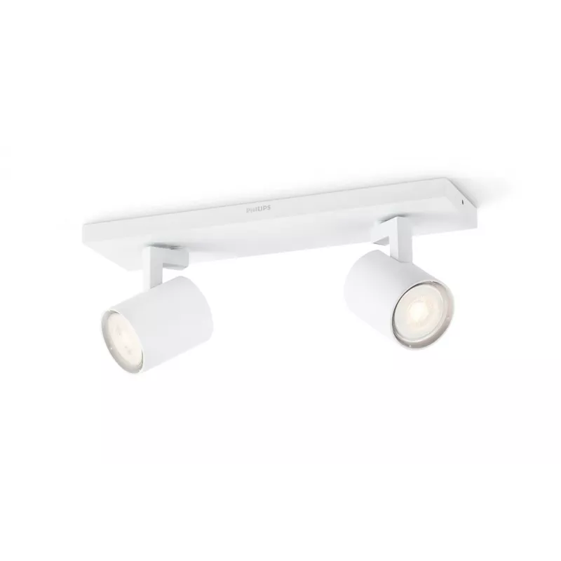 Paviršinis apšvietimo taškas Philips myLiving 5309231P0, GU10 LED 7 W, 2700 K, 255 lm, 2 lemputės, pritemdomas, baltas