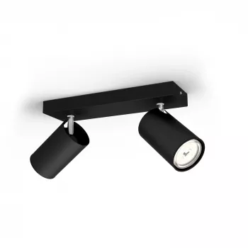 Lubinis / sieninis prožektorius Signify Philips myLiving Kosipo 2x GU10 LED 220-240V IP20 juodas