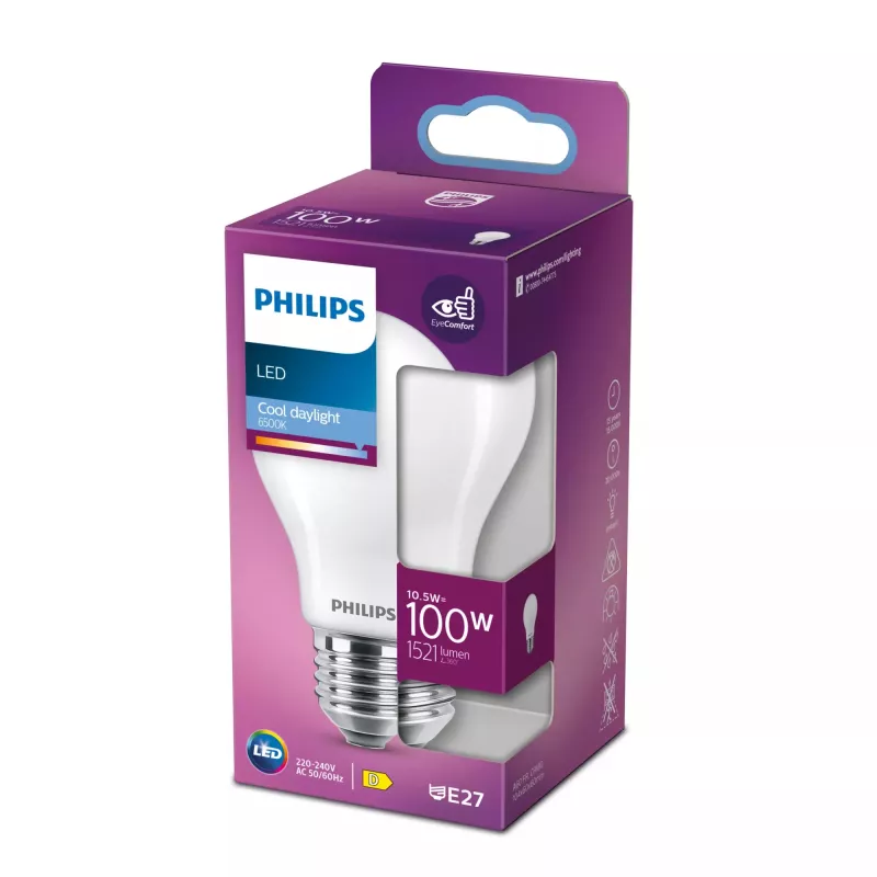 Philips 8718699762612 LED lemputė Šalta dienos šviesa 6500 K 10,5 W E27 D