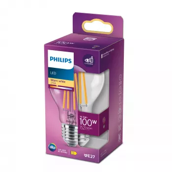 Philips kaitrinė lemputė skaidri 100 W A60 E27 10,5 W šilta balta 1521 lm