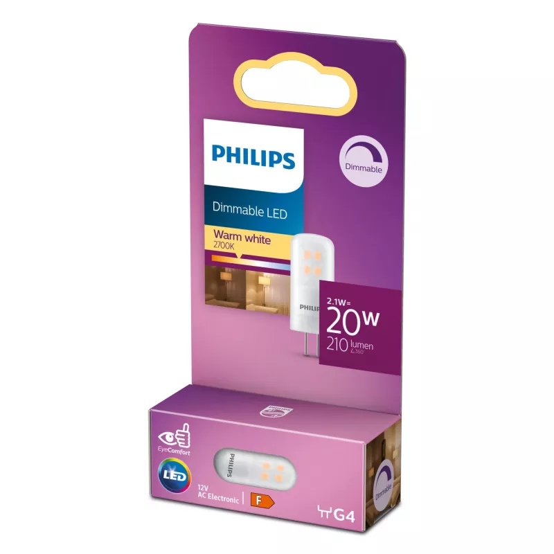 Philips Capsule (Dimmable), 2,1 W, 20 W, G4, 210 lm, 15000 val., šilta balta