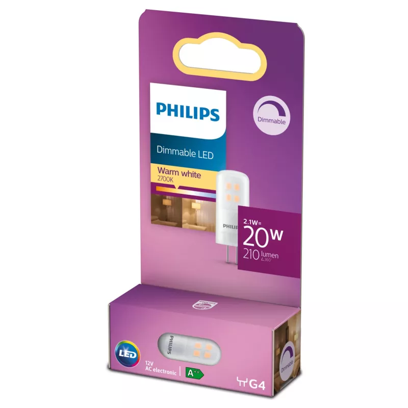 Philips Capsule (Dimmable), 2,1 W, 20 W, G4, 210 lm, 15000 val., šilta balta