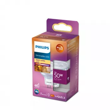 Prožektorinė lemputė Philips MR16 GU5.3 7 W (atit. 50 W), 621 lm, 2200 K šilta balta, 36° spindulio kampas, CRI 80, 15 000 val.