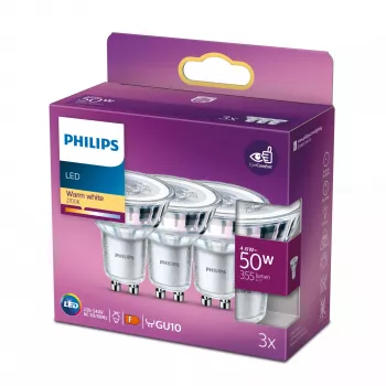Philips LED Spot PAR16 GU10 4.6W 355lm 2700K šilta balta 3 vnt. pakuotė