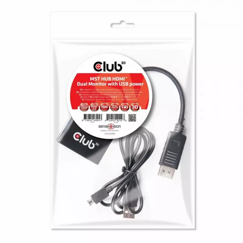 CLUB3D Multi Stream Transport Hub DisplayPort 1.2 į HDMI dvigubam monitoriui