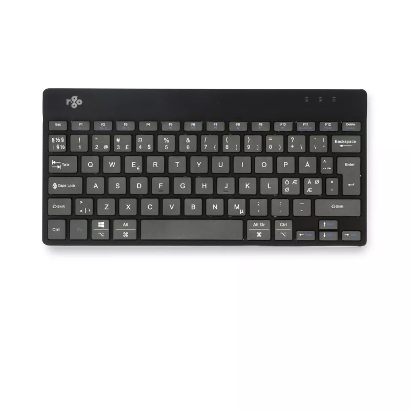 R-Go Tools ergonominė klaviatūra R-Go Compact Break, kompaktiška klaviatūra su pertraukų programine įranga, QWERTY (Šiaurės šalių), Bluetooth, juoda
