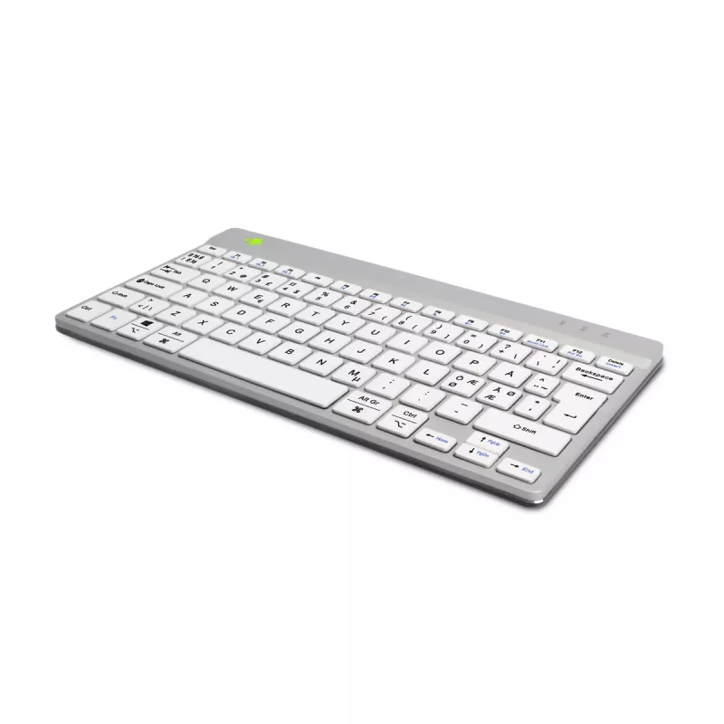 R-Go Tools ergonominė klaviatūra R-Go Compact Break, kompaktiška klaviatūra su pertraukų programa, QWERTY (ŠIAURĖS ŠALIMS), Bluetooth, balta