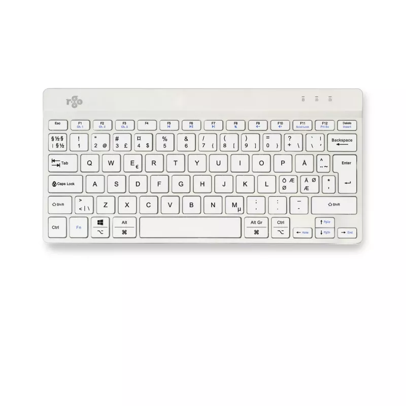 R-Go Tools ergonominė klaviatūra R-Go Compact Break, kompaktiška klaviatūra su pertraukų programa, QWERTY (ŠIAURĖS ŠALIMS), Bluetooth, balta