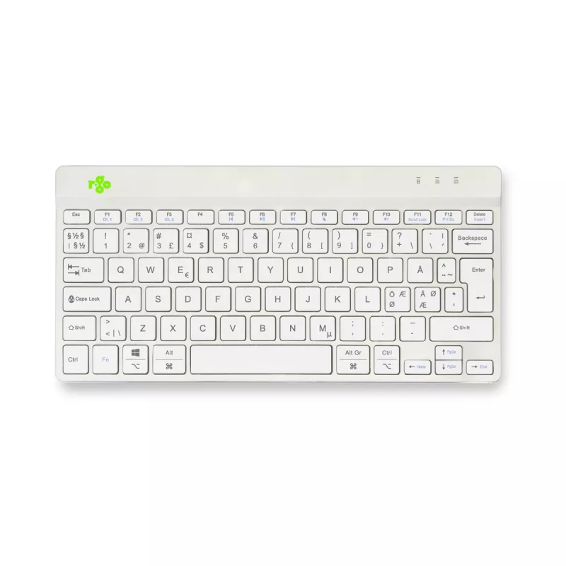 R-Go Tools ergonominė klaviatūra R-Go Compact Break, kompaktiška klaviatūra su pertraukų programa, QWERTY (ŠIAURĖS ŠALIMS), Bluetooth, balta