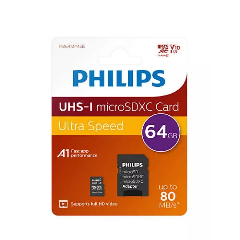 Philips FM64MP45B/00 atminties kortelė 64 GB MicroSDXC UHS-I Class 10