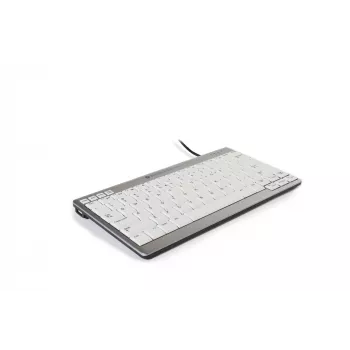 BakkerElkhuizen UltraBoard 950 BE Azerty, Mini, laidinis, USB, žirklinis klavišų mechanizmas, AZERTY, šviesiai pilka, balta