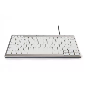 BakkerElkhuizen UltraBoard 950 BE Azerty, Mini, laidinis, USB, žirklinis klavišų mechanizmas, AZERTY, šviesiai pilka, balta