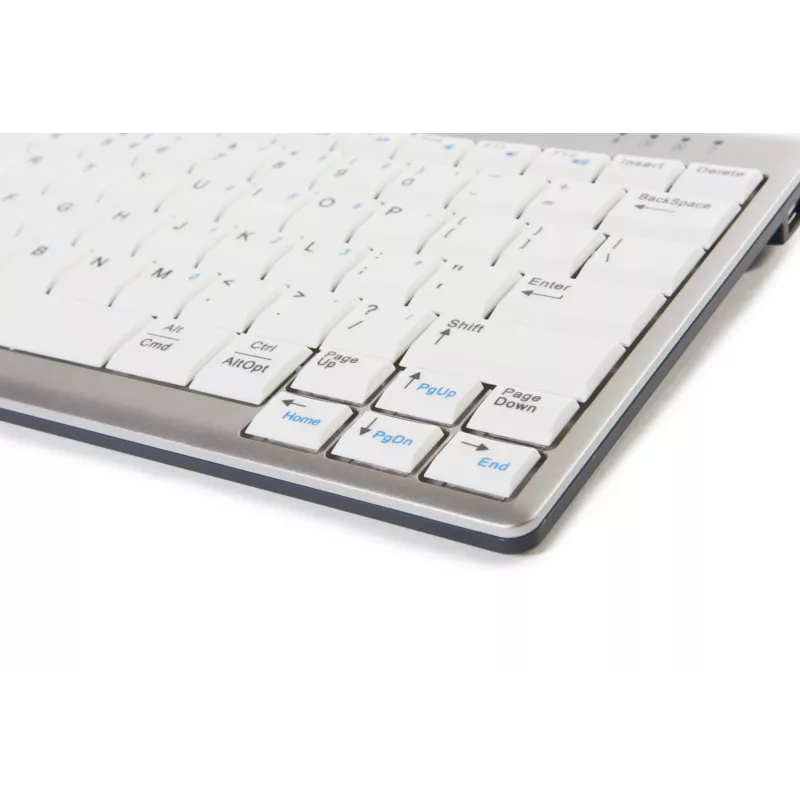 BakkerElkhuizen UltraBoard 950 BE Azerty, Mini, laidinis, USB, žirklinis klavišų mechanizmas, AZERTY, šviesiai pilka, balta