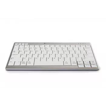 BakkerElkhuizen UltraBoard 950 Wireless US Qwerty, Mini, belaidė, Bluetooth, žirkliniai klavišai, QWERTY, šviesiai pilka, balta
