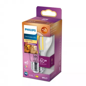 Philips kaitrinė lemputė skaidri 60W A60 E27, 5,9 W, 60 W, E27, 806 lm, 15000 h, šiltas švytėjimas