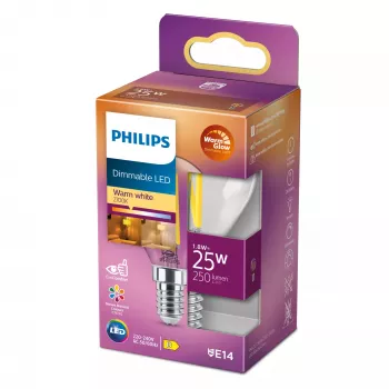 “Philips” siūlinė žvakė skaidri 25 W P45 E14, 2,5 W, 25 W, E14, 340 lm, 15000 h, šiltas švytėjimas