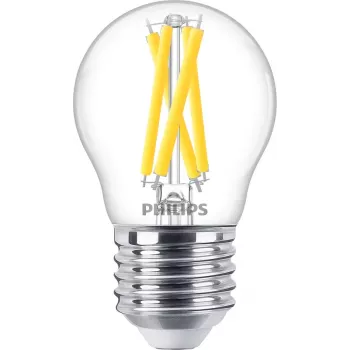 LED kaitinamojo siūlelio žvakės formos lemputė Philips Filament Candle Clear 3,4 W (470 lm) P45 E27, šilto švytėjimo, CRI 90