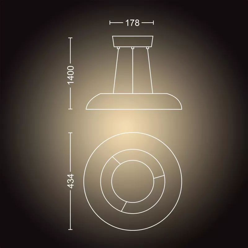 Išmanus pakabinamas šviestuvas „Philips Hue White ambience Amaze“ — „Bluetooth“, 24 V, 434×77 mm, baltas