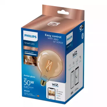Išmanioji lemputė Philips Filament Globe gintarinė 7W G125 E27 LED