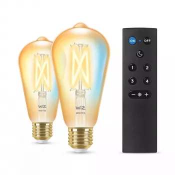 WiZ Filament Bulb Amber 50W ST64 E27 x2, išmanioji lemputė, Wi-Fi/Bluetooth, auksinė, Wi-Fi 4 (802.11n), 802.11b, 802.11g, LED, E27