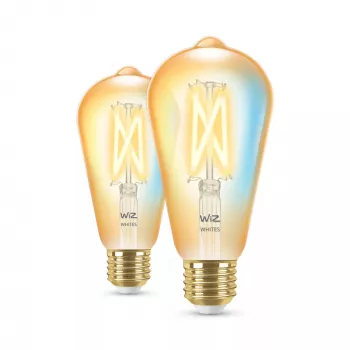 WiZ Filament Bulb Amber 50 W ST64 E27 x2, Išmanioji lemputė, Wi-Fi/Bluetooth, Auksinė, Wi-Fi 4 (802.11n), 802.11b, 802.11g, LED, E27