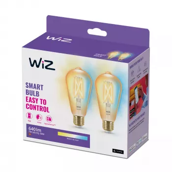 WiZ Filament Bulb Amber 50 W ST64 E27 x2, Išmanioji lemputė, Wi-Fi/Bluetooth, Auksinė, Wi-Fi 4 (802.11n), 802.11b, 802.11g, LED, E27