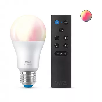 WiZ lemputė 8W (attik. 60W) A60 E27 x1 + Nuotolinio valdymo pultelis, Išmanioji lemputė, Wi-Fi/Bluetooth, Balta, Wi-Fi 4 (802.11n), 802.11b, 802.11g, LED, E27