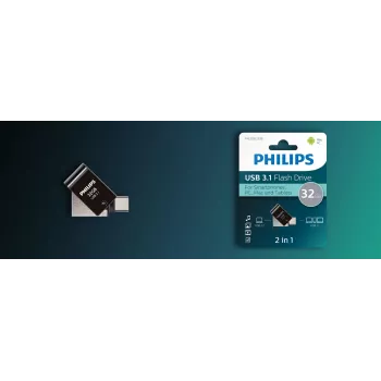 Philips FM32DC152B/00 USB atmintukas 32 GB USB Type-C 3.2 Gen 1 (3.1 Gen 1) juoda