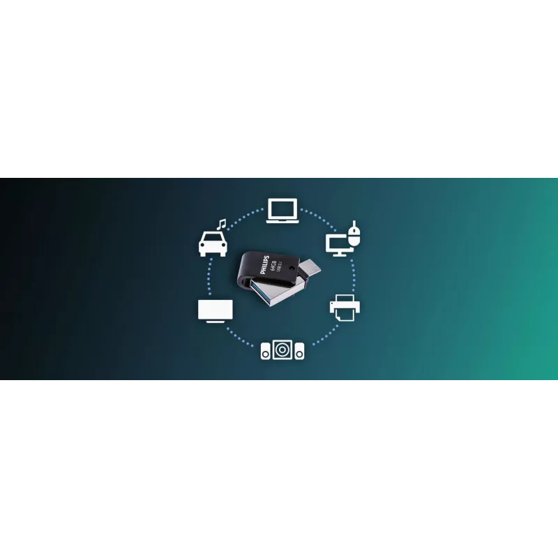 Philips FM64DC152B/00 USB atminties raktas 64 GB USB Type-C 3.2 Gen 1 (3.1 Gen 1) Juoda
