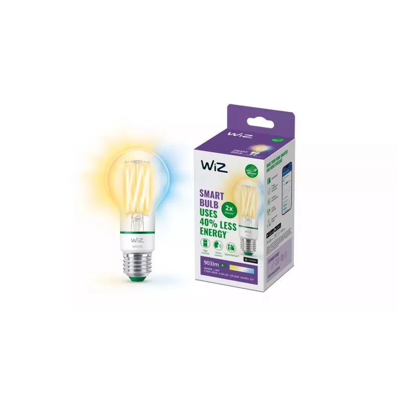 WiZ Filament clear 60 W A60 E27 903 lm energijos klasė A