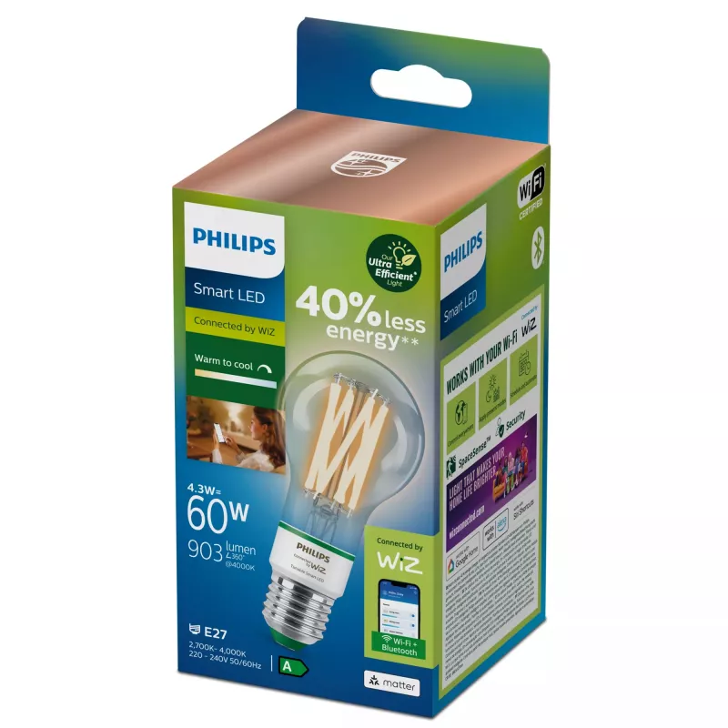 Išmanioji lemputė Philips Filament 60 W E27 LED Wi-Fi Bluetooth