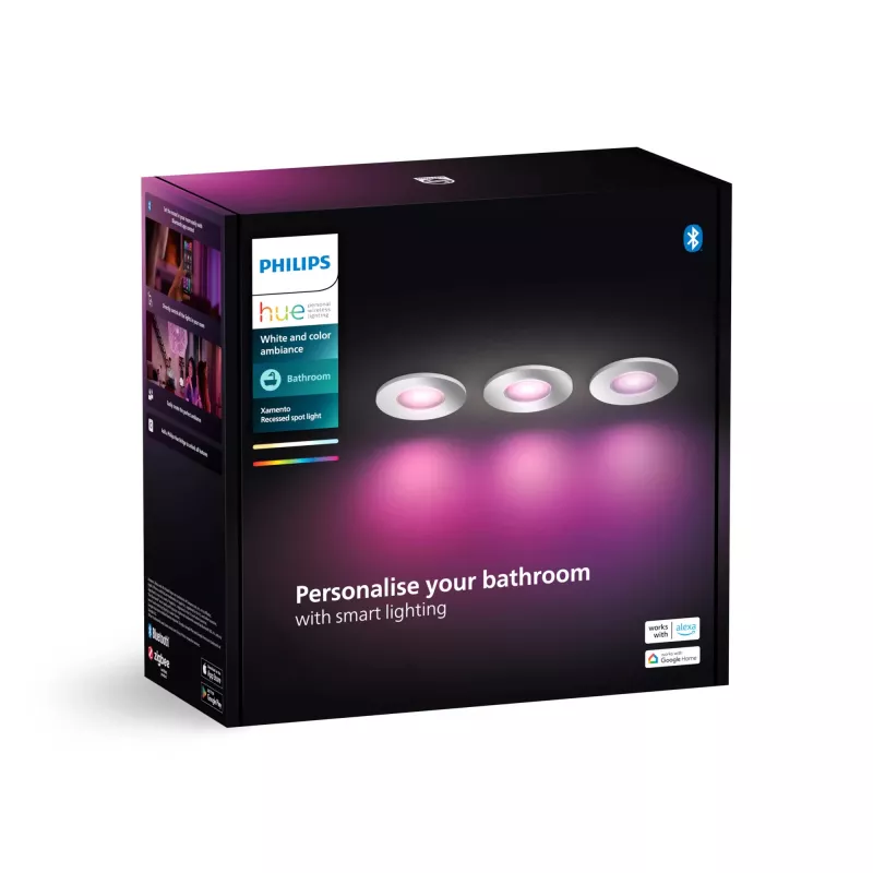 „Philips Hue White and colour ambience“ trijų vienetų rinkinys „Xamento“ įleidžiamasis prožektorius