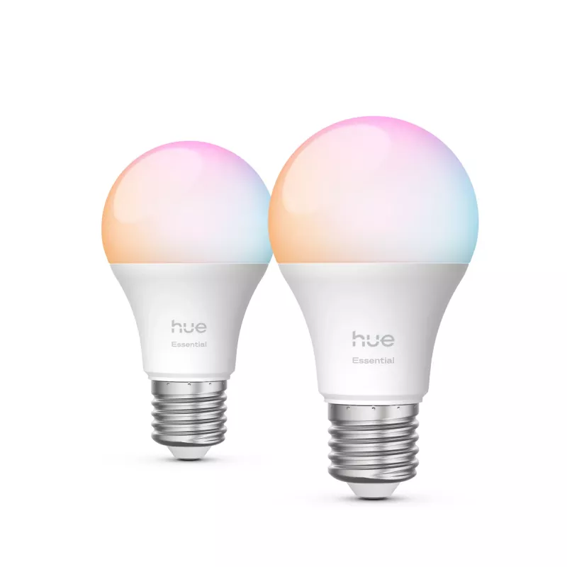 Philips Hue White and colour ambience Essential A60 – E27 išmanioji lemputė – 806 lm – 8W – 2 vnt. pakuotė