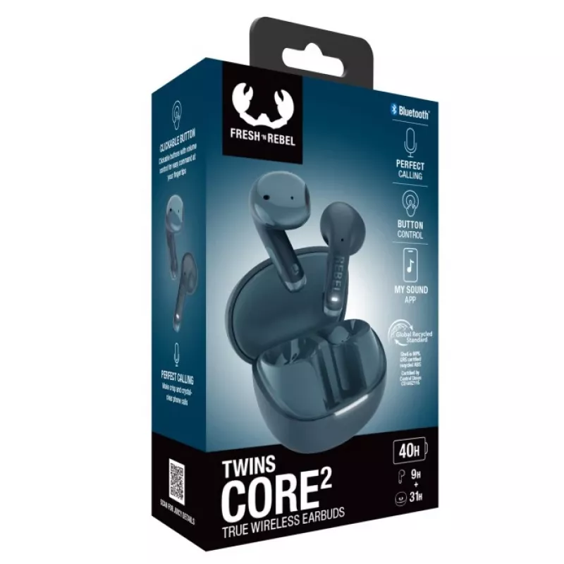 Hama Twins Core 2 ausinės True Wireless Stereo (TWS) į ausis Skambučiai/Muzika USB Type-C Bluetooth Mėlynos