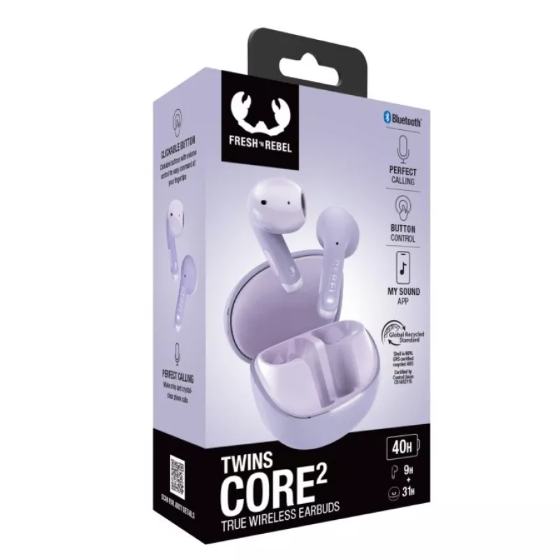 Hama Twins Core 2 ausinės True Wireless Stereo (TWS) į ausis įdedamos Skambučiai/Muzika USB Type-C Bluetooth Alyvinė