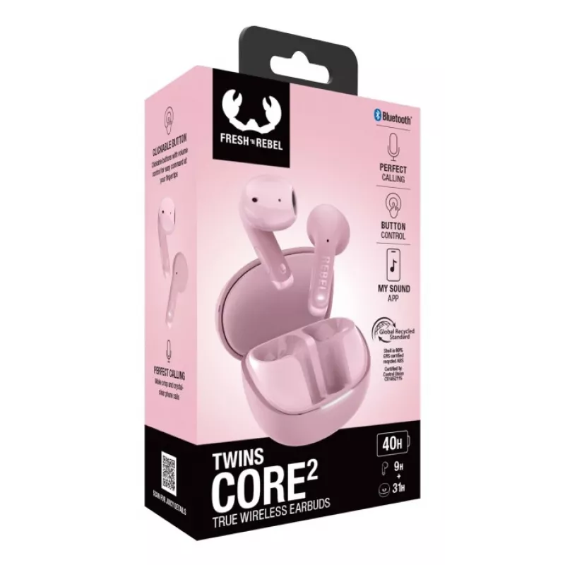 Hama Twins Core 2 ausinės True Wireless Stereo (TWS) į ausis įdedamos Skambučiai / Muzika USB Type-C Bluetooth Rožinė