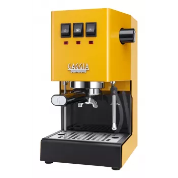 Espreso kavos aparatas Gaggia Classic Evo E24 — kompaktiškas namų espreso aparatas, geltonas