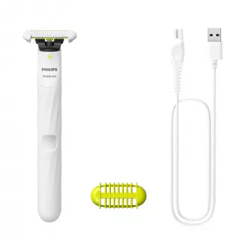Philips Norelco OneBlade OneBlade QP1924/22 Intimate, įmontuota baterija, šlapias ir sausas, balta