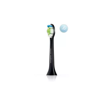 Keičiamosios dantų šepetėlių galvutės Philips HX6066/88 Optimal White, 6 vnt. pakuotė, juodos, keitimo intervalas 3 mėn.