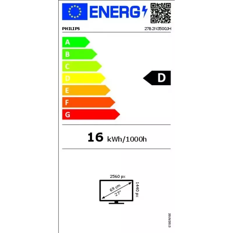 Kompiuterio monitorius Philips 27B2N3500JH 27 coliai (68,6 cm) IPS LCD Quad HD 2560×1440, 4 ms, 350 cd/m², USB šakotuvas, garsiakalbiai, VESA, juodas